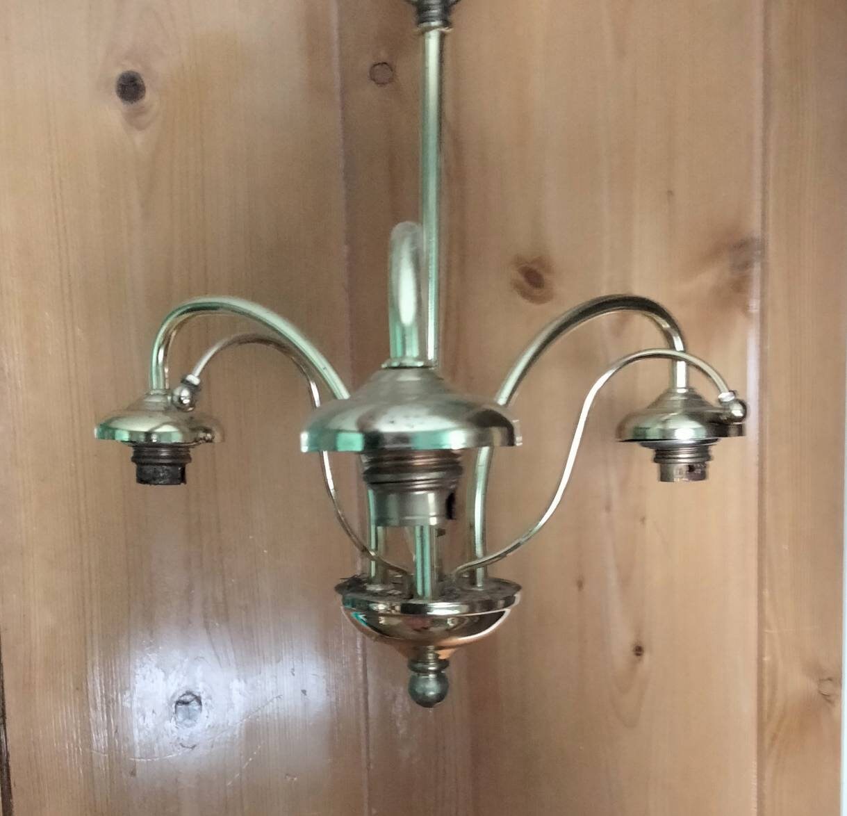 Late 20th Century Vogue Gold Brass 3 Arm Ceiling Light Chandelier