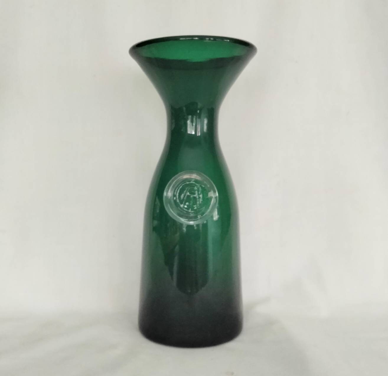 Mid century hand blown green glass wine carafe