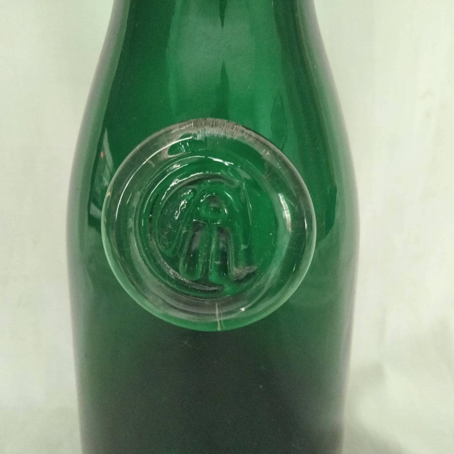 Mid century hand blown green glass wine carafe