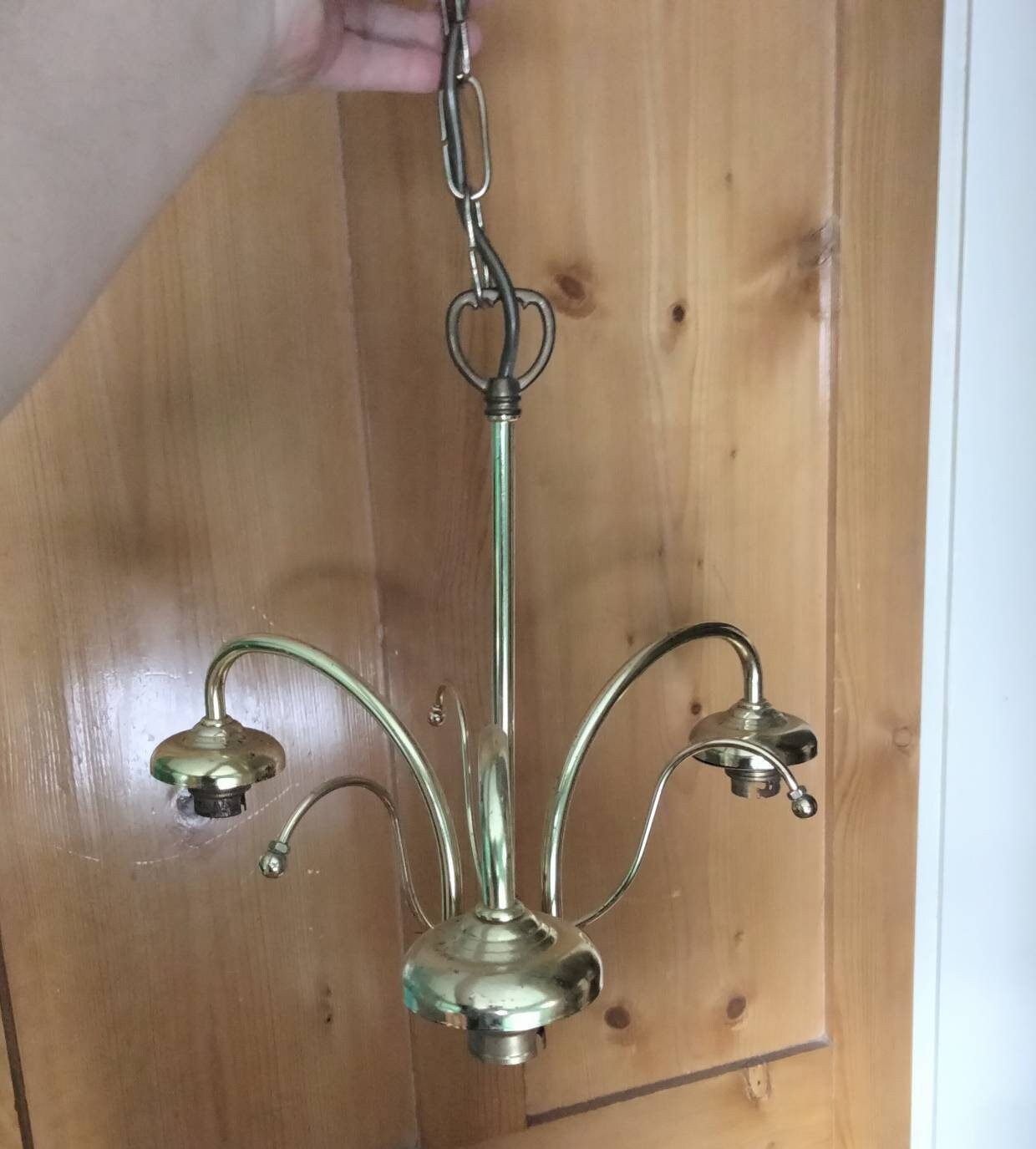 Late 20th Century Vogue Gold Brass 3 Arm Ceiling Light Chandelier